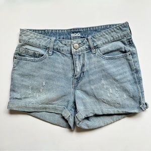 Denim Ripped Light Blue Mid Rise Shorties